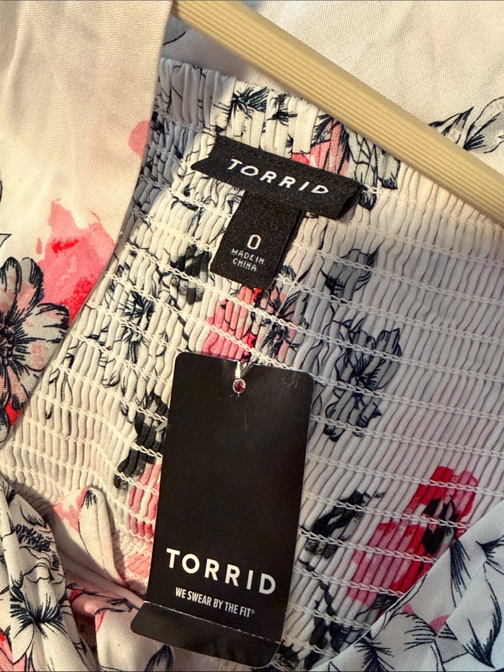 Torrid White & Pink Floral Tiered Midi Dress Size 12 NWOT - Picture 8 of 8